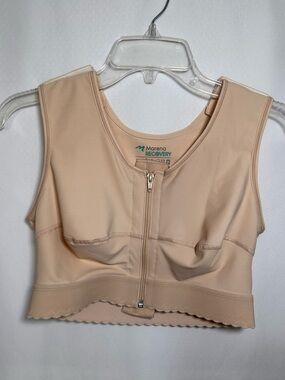 Marena Recovery Post Surgical Compression Bra Hook & Eye Zipper Beige XL